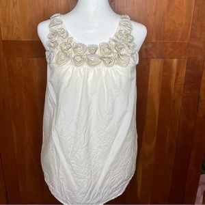 Loft white tank top with flower details